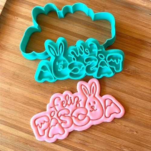 Cortador de Biscoito + Marcador Feliz Páscoa Chocolate